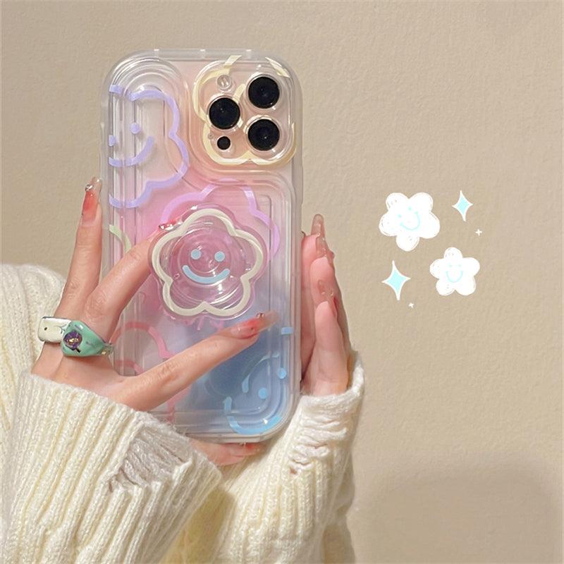 Coque Transparente Fleur Smiley pour iPhone 16 Pro Max
