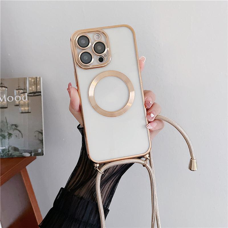 Coque Transparente Magsafe Avec Lanière Magnétique pour iPhone 13 Pro Max - Coque Wiqeo 15€-20€, Chaine, Coque, iPhone 13 Pro Max, Magsafe, Silicone, Transparente Wiqeo, Déstockeur de Coques Pour iPhone