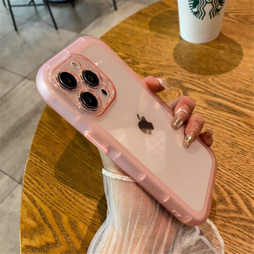 Coque antichoc en silicone rose transparent pour iPhone 13 Pro Max avec bords renforcés. - Wiqeo