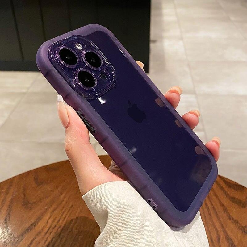 Coque antichoc en silicone violet lavande transparent pour iPhone 15 Pro Max avec bords renforcés. - Wiqeo