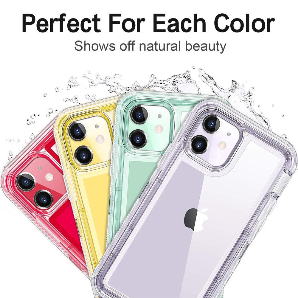 Coques antichocs brillantes en silicone transparentes jaunes, vert pastel, violettes, roses et rouges pour iPhone 14 Plus. - Wiqeo