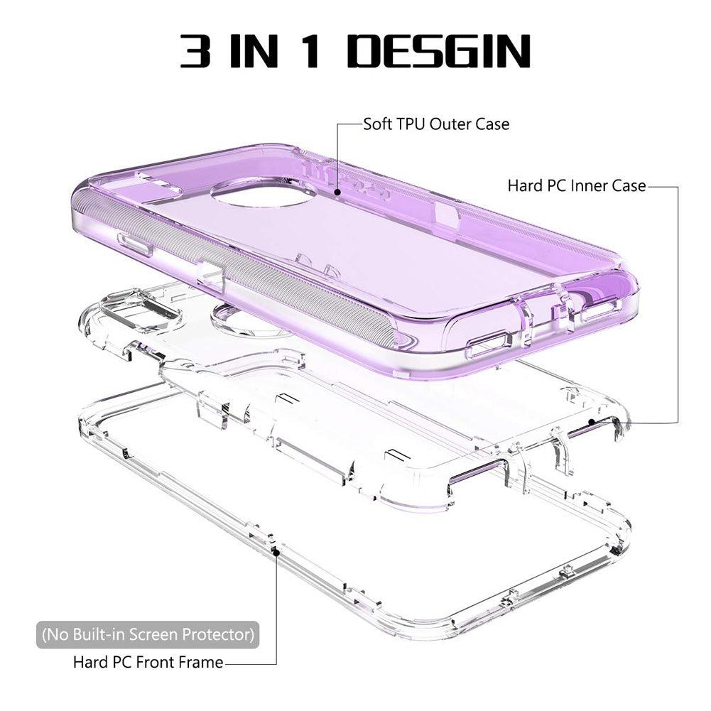 Coque antichoc transparente violette en silicone avec protection écran intégrée pour iPhone 14 Pro Max. - Wiqeo
