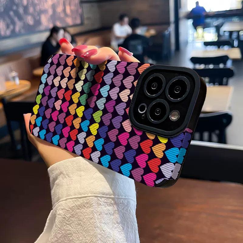 Coque Cœurs Colorés en Silicone pour iPhone 15 Plus - Coque Wiqeo 10€-15€, Coque, iPhone 15 Plus, Silicone Wiqeo, Déstockeur de Coques Pour iPhone