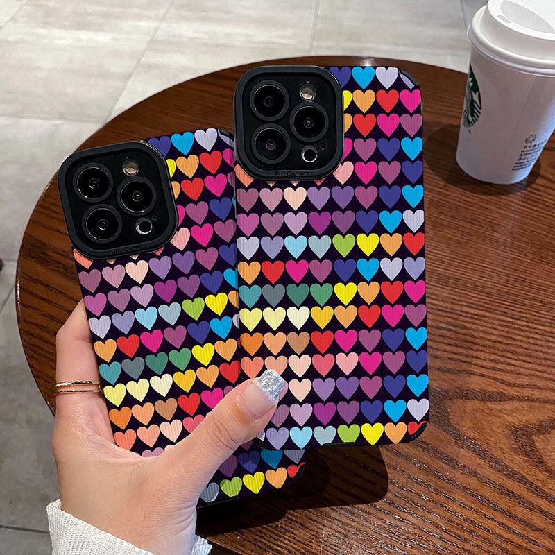 Coque Cœurs Colorés en Silicone pour iPhone 15 Plus - Coque Wiqeo 10€-15€, Coque, iPhone 15 Plus, Silicone Wiqeo, Déstockeur de Coques Pour iPhone