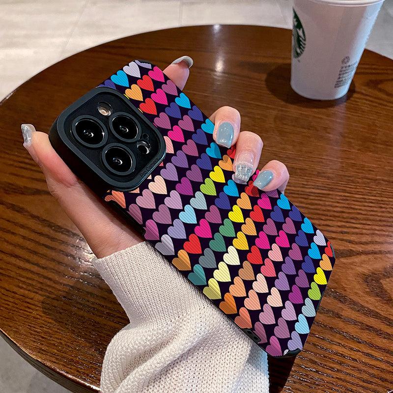 Coque Cœurs Colorés en Silicone pour iPhone 15 Plus - Coque Wiqeo 10€-15€, Coque, iPhone 15 Plus, Silicone Wiqeo, Déstockeur de Coques Pour iPhone