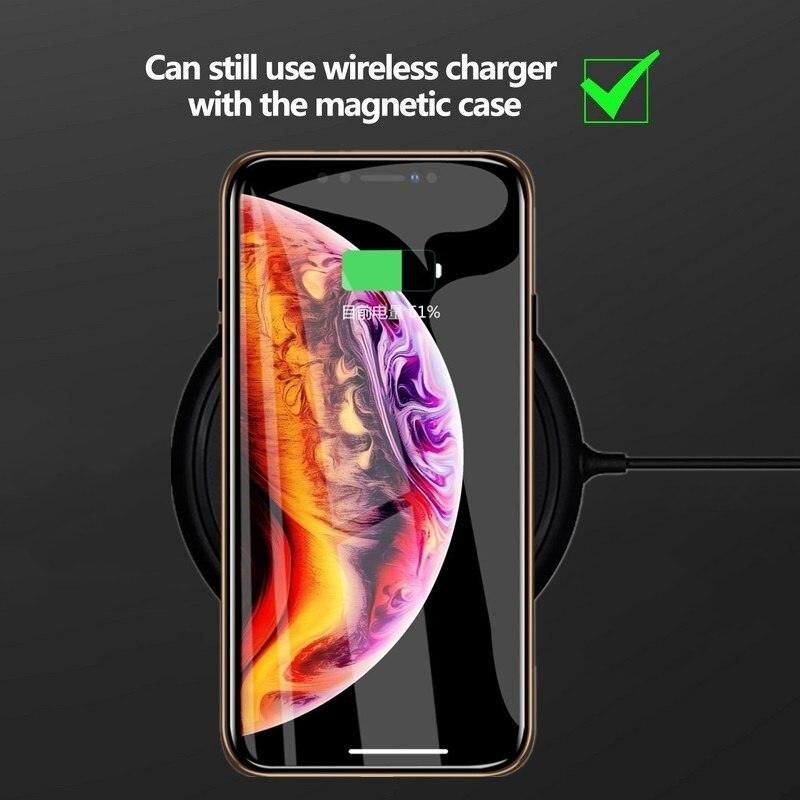 IPhone 15 avec coque métallique noire anti-espion et chargeur sans fil magnétique. - Wiqeo