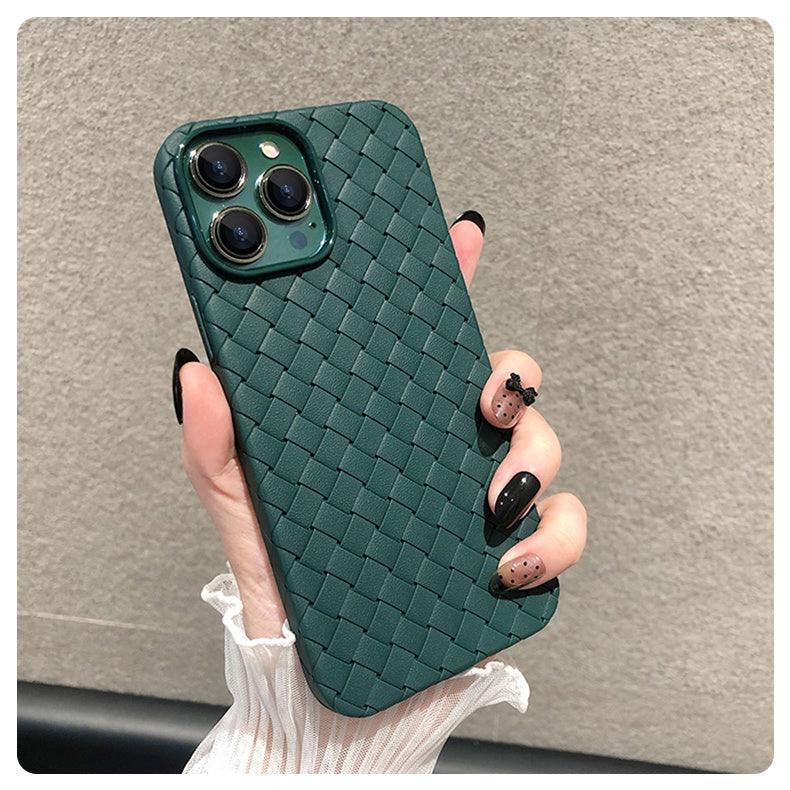 Coque vert foncé effet tissage pour iPhone 12 Pro Max, texture relief élégante. - Wiqeo
