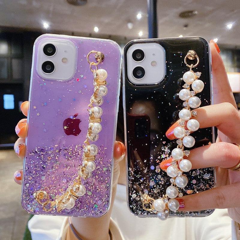 Coque Scintillante avec Chaine de Perles pour iPhone 14 Plus - Coque Wiqeo 15€-20€, Chaine, Coque, iPhone 14 Plus, Scintillante, Silicone, Transparente Wiqeo, Déstockeur de Coques Pour iPhone