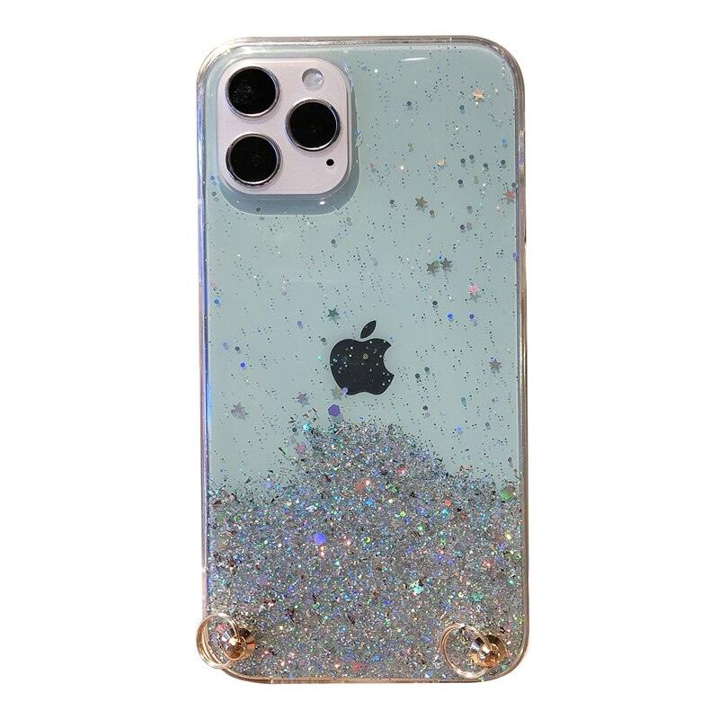 Coque Scintillante et Transparente avec Sangle pour iPhone 13 Pro Max - Coque Wiqeo 10€-15€, Chaine, Coque, iPhone 13 Pro Max, Scintillante, Silicone Wiqeo, Déstockeur de Coques Pour iPhone