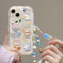 Coque IPhone 13 Avec Cordon & Porte-Cartes - Motif Pâquerettes Transparent - Silicone Anti-Chocs - Protection Écran & Caméra - 7