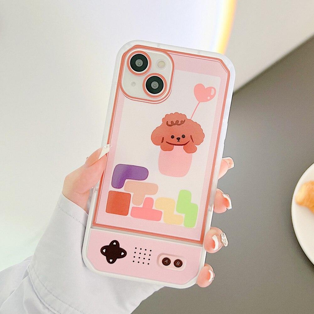 Coque transparente rose pour iPhone 12 Pro avec design jeu puzzle et support latéral intégré. - Wiqeo