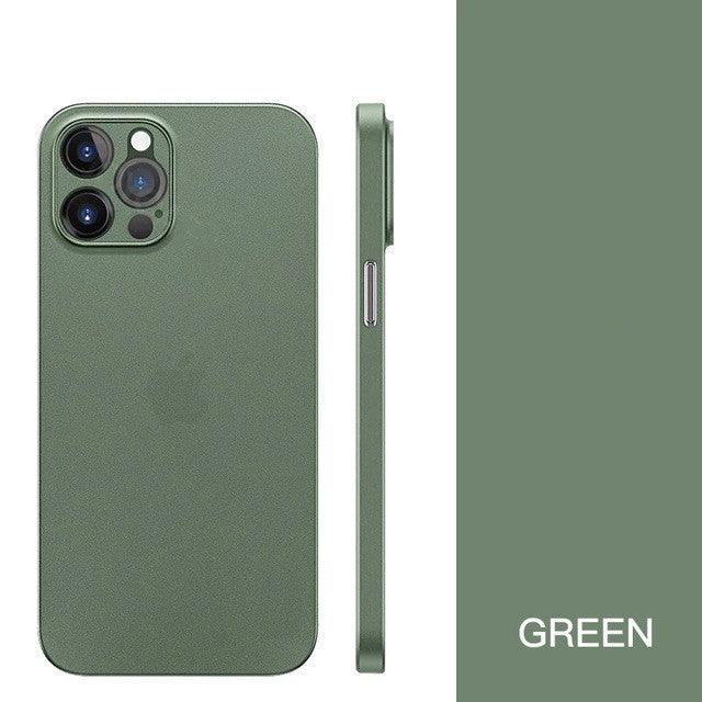Coque transparente ultra fine souple vert pour iPhone 14 Plus, boutons et découpe caméra visibles. - Wiqeo
