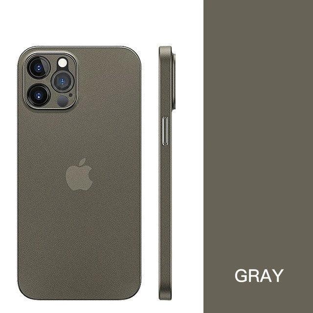 Coque transparente ultra fine et souple gris pour iPhone 14 Plus, vue arrière et profil latéral. - Wiqeo