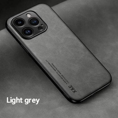 Gray Coque Simili Cuir Avec Protection Renforcée Pour iPhone