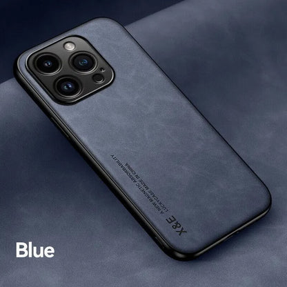 Navy Blue Coque Simili Cuir Avec Protection Renforcée Pour iPhone