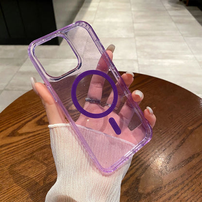 Coque Acrylique Transparent Avec Paillettes Chic Magnétique pour iPhone 12 Pro - Violet