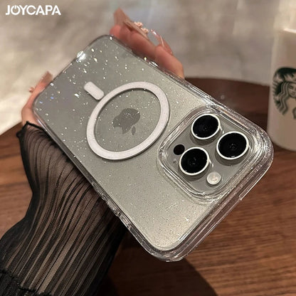 Coque Acrylique Transparent Avec Paillettes Chic Magnétique pour iPhone 14