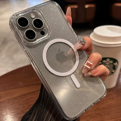 Coque Acrylique Transparent Avec Paillettes Chic Magnétique pour iPhone 14