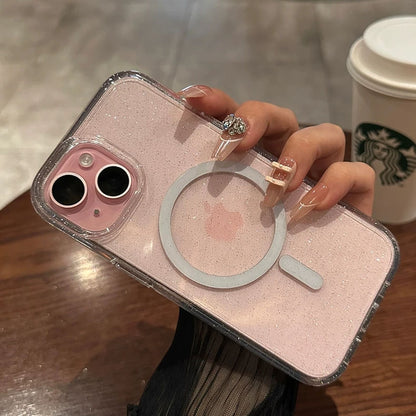Coque Acrylique Transparent Avec Paillettes Chic Magnétique pour iPhone 14
