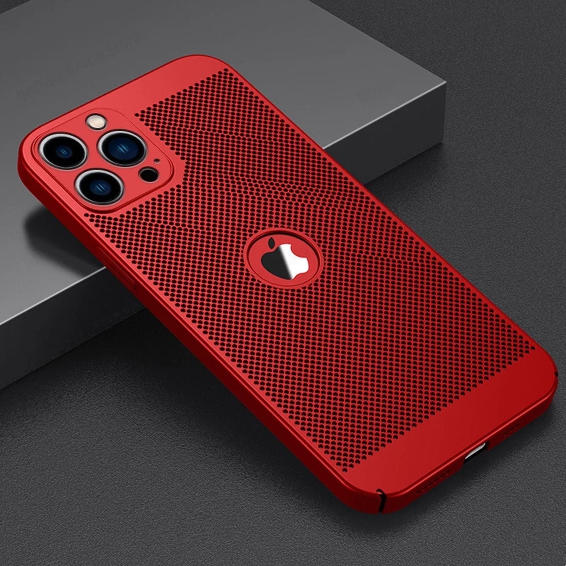 Coque Aération Design Élégant En Maille Thermique pour iPhone 14 - Rouge