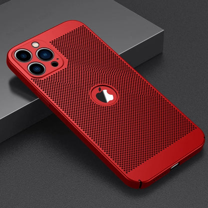 Coque Aération Design Élégant En Maille Thermique pour iPhone 14 - Rouge