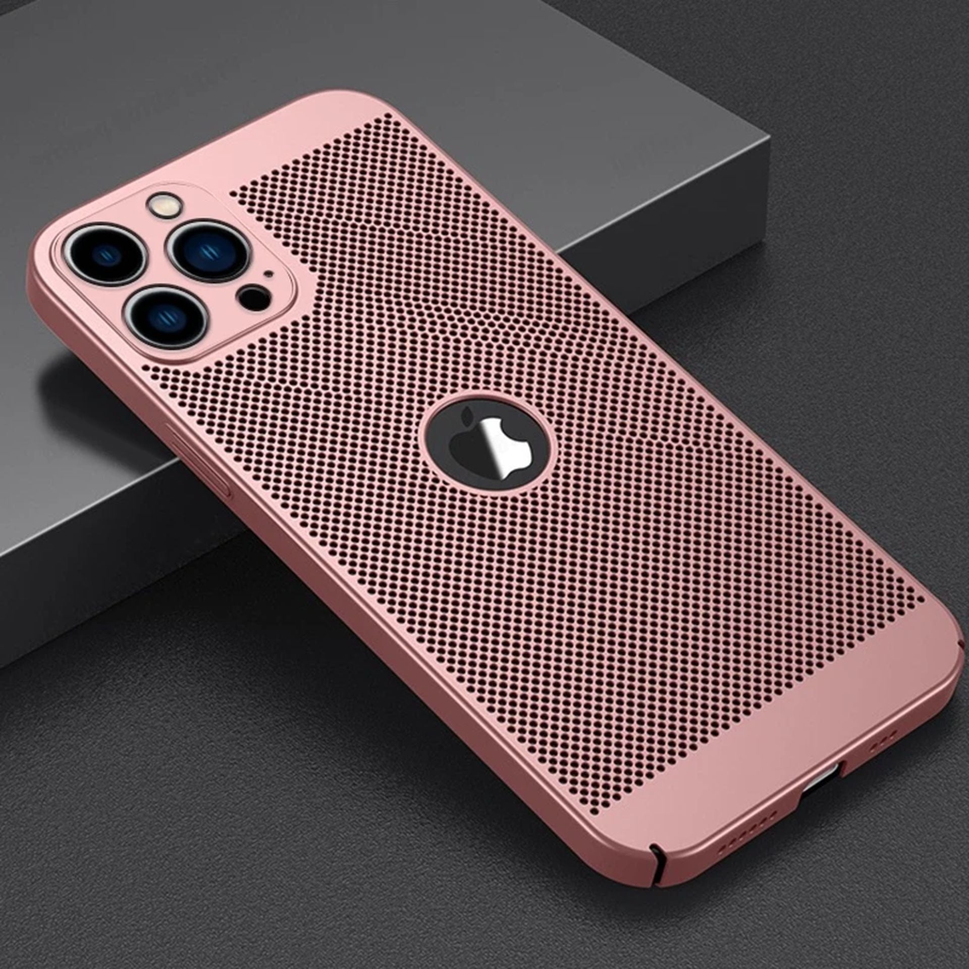 Coque Aération Design Élégant En Maille Thermique pour iPhone 14 - Rose
