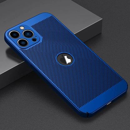 Coque Aération Design Élégant En Maille Thermique pour iPhone 14 - Bleu
