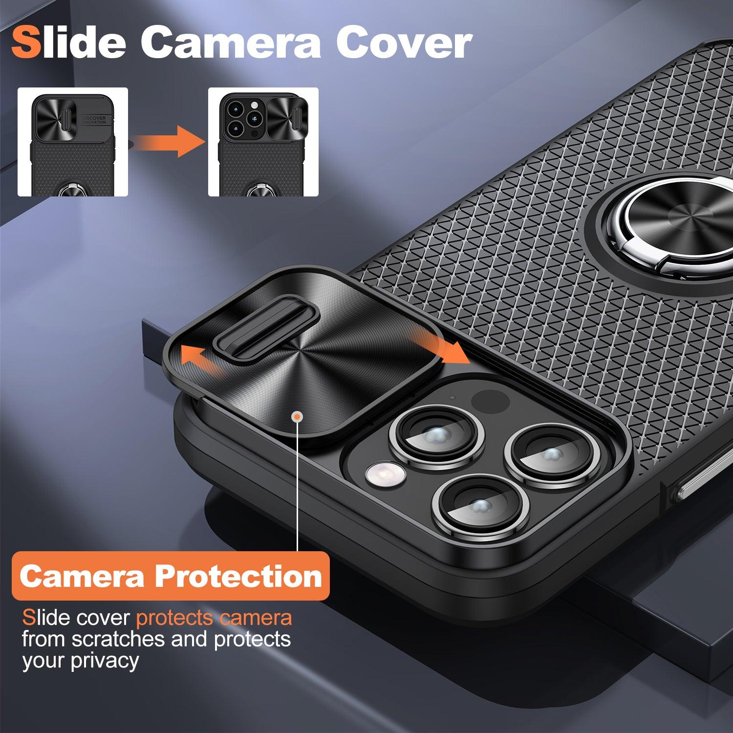 Coque Antichoc Coulissante Avec Anneau de Support 360° pour iPhone 16