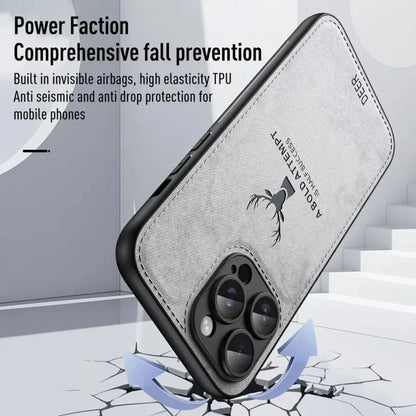 Coque Antichoc en Cuir Design Élégant avec Motif Cerf pour iPhone 14 Pro Max