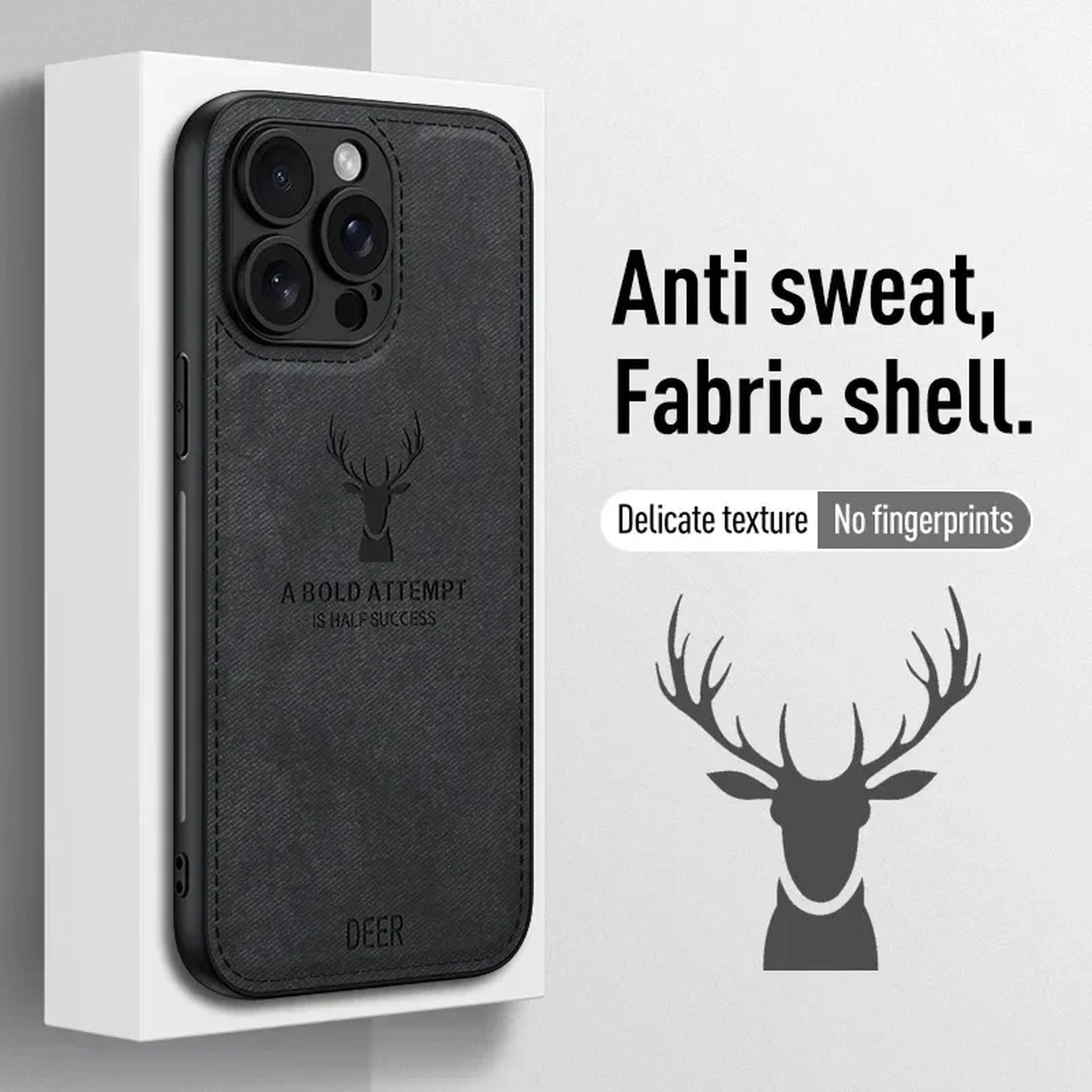 Coque Antichoc en Cuir Design Élégant avec Motif Cerf pour iPhone 14 Pro Max