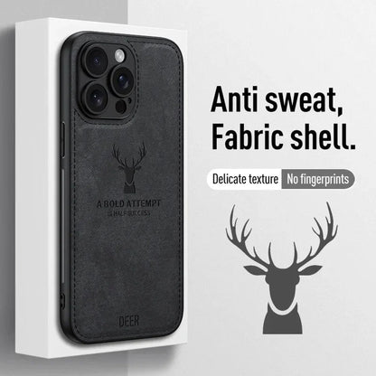 Coque Antichoc en Cuir Design Élégant avec Motif Cerf pour iPhone 14 Pro Max