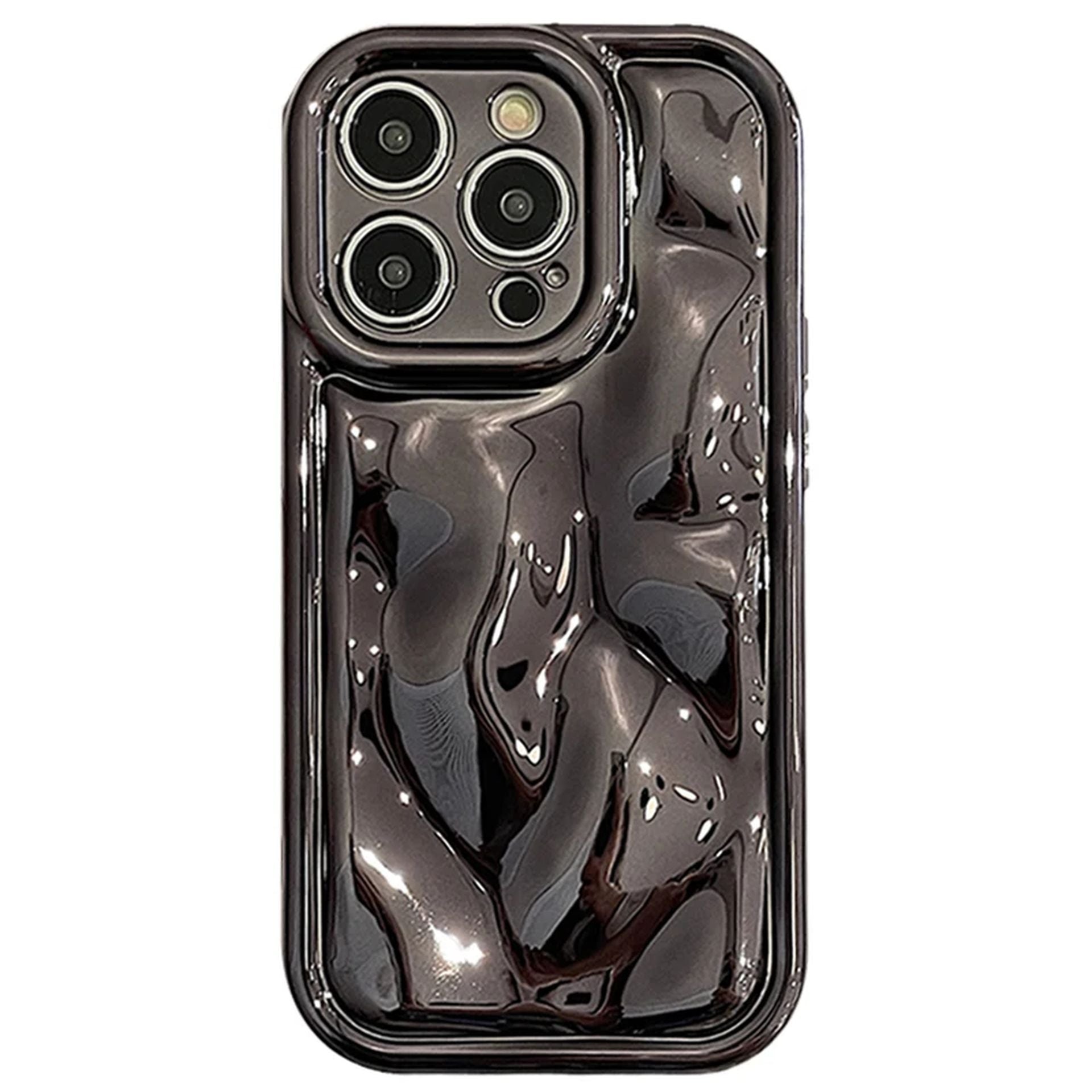 Coque Antichoc en Métal Miroitant avec Design Élégant pour iPhone 15 Plus - Noir