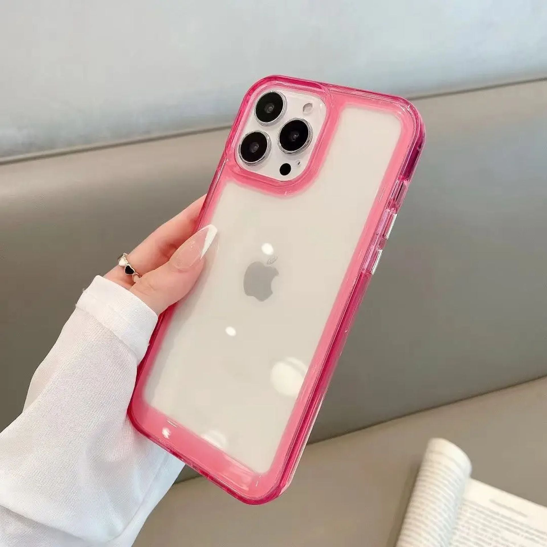 Coque Antichoc Transparente Design Élégant en Acrylique Durable pour iPhone 14 - Rose