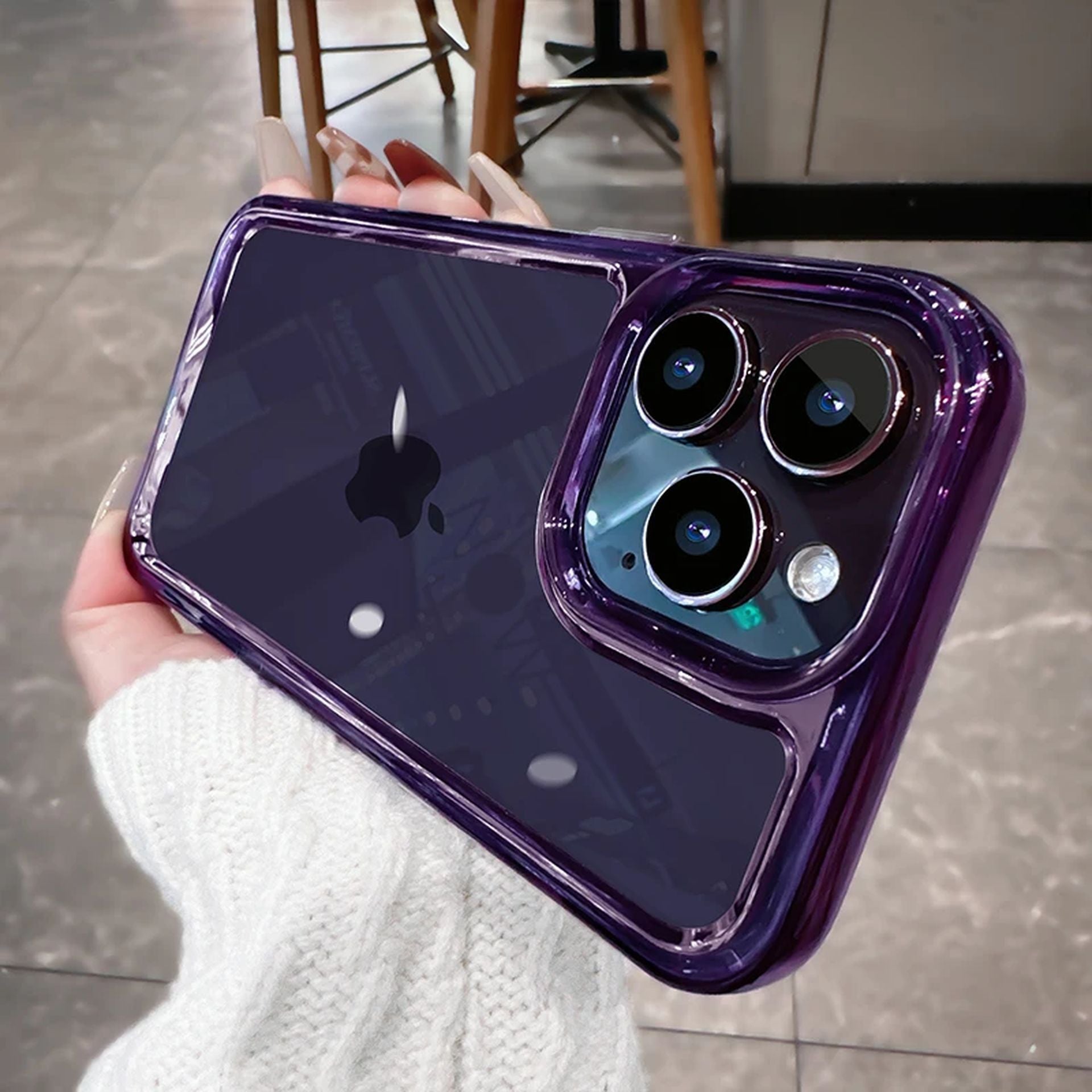 Coque Antichoc Transparente Design Élégant en Acrylique Durable pour iPhone 14