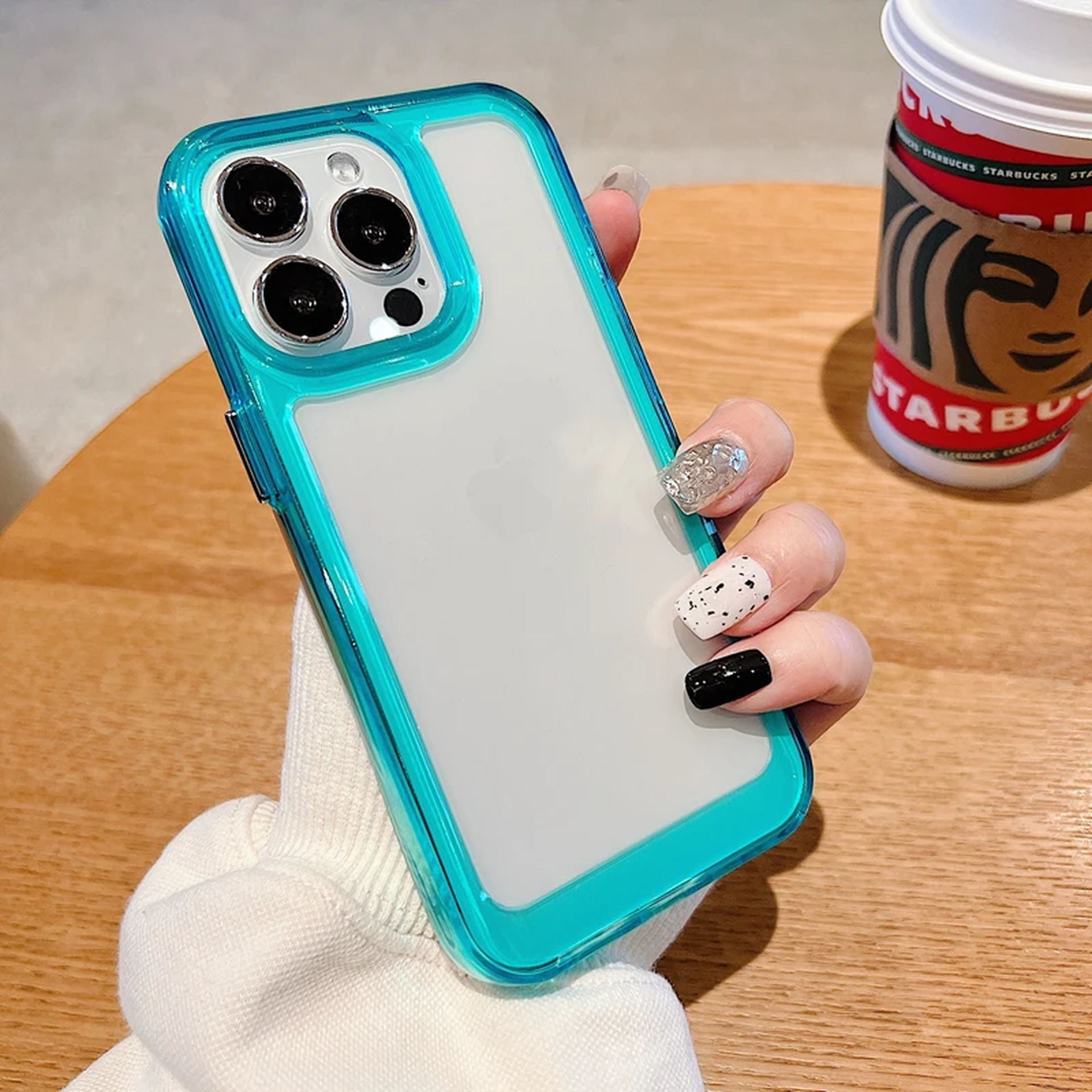 Coque Antichoc Transparente Design Élégant en Acrylique Durable pour iPhone 14 - Bleu