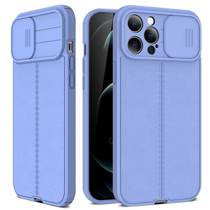Coque Aspect Cuir Avec Protection Coulissante pour iPhone 15 - Violet