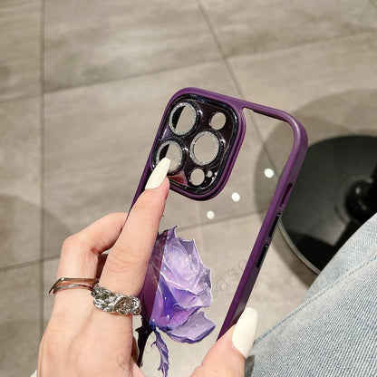 Coque Aspect Diamant avec Rose pour iPhone 16