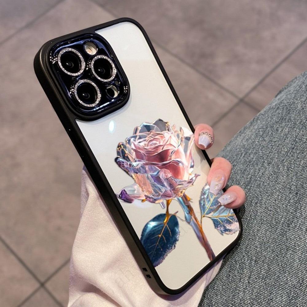 Coque Aspect Diamant avec Rose pour iPhone 16 - Coque Wiqeo 10€-15€, Coque, iPhone 16, Scintillante, Silicone Wiqeo, Déstockeur de Coques Pour iPhone