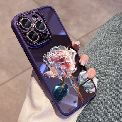 Coque Aspect Diamant avec Rose pour iPhone 16 Plus