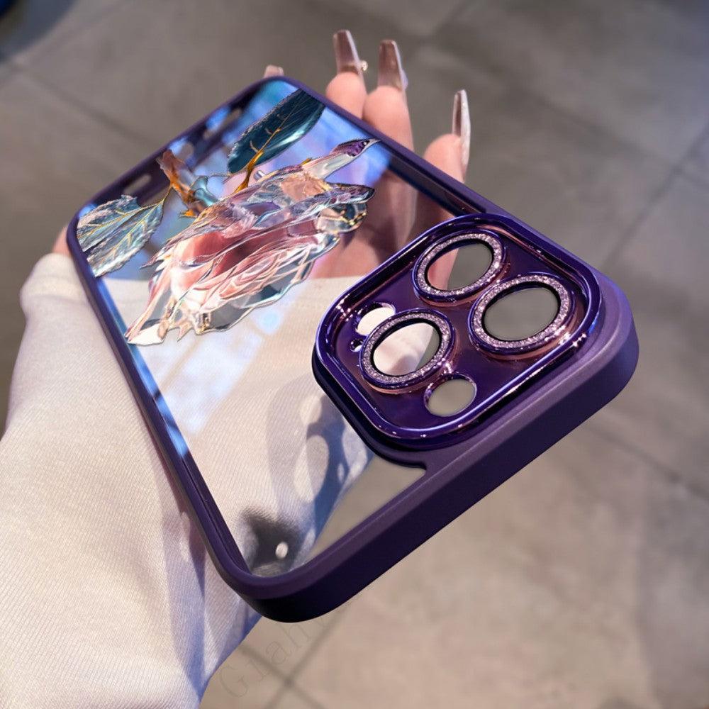 Coque Aspect Diamant avec Rose pour iPhone 16 Plus