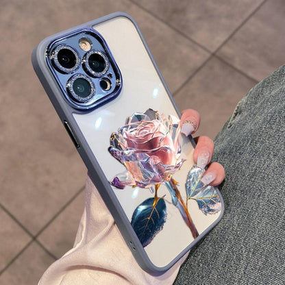 Coque Aspect Diamant avec Rose pour iPhone 16 Plus - Coque Wiqeo 10€-15€, Coque, iPhone 16 Plus, Scintillante, Silicone Wiqeo, Déstockeur de Coques Pour iPhone