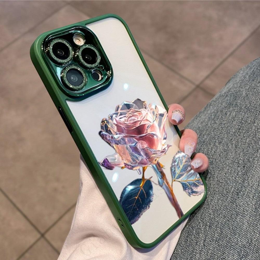 Coque Aspect Diamant avec Rose pour iPhone 16 Plus - Coque Wiqeo 10€-15€, Coque, iPhone 16 Plus, Scintillante, Silicone Wiqeo, Déstockeur de Coques Pour iPhone
