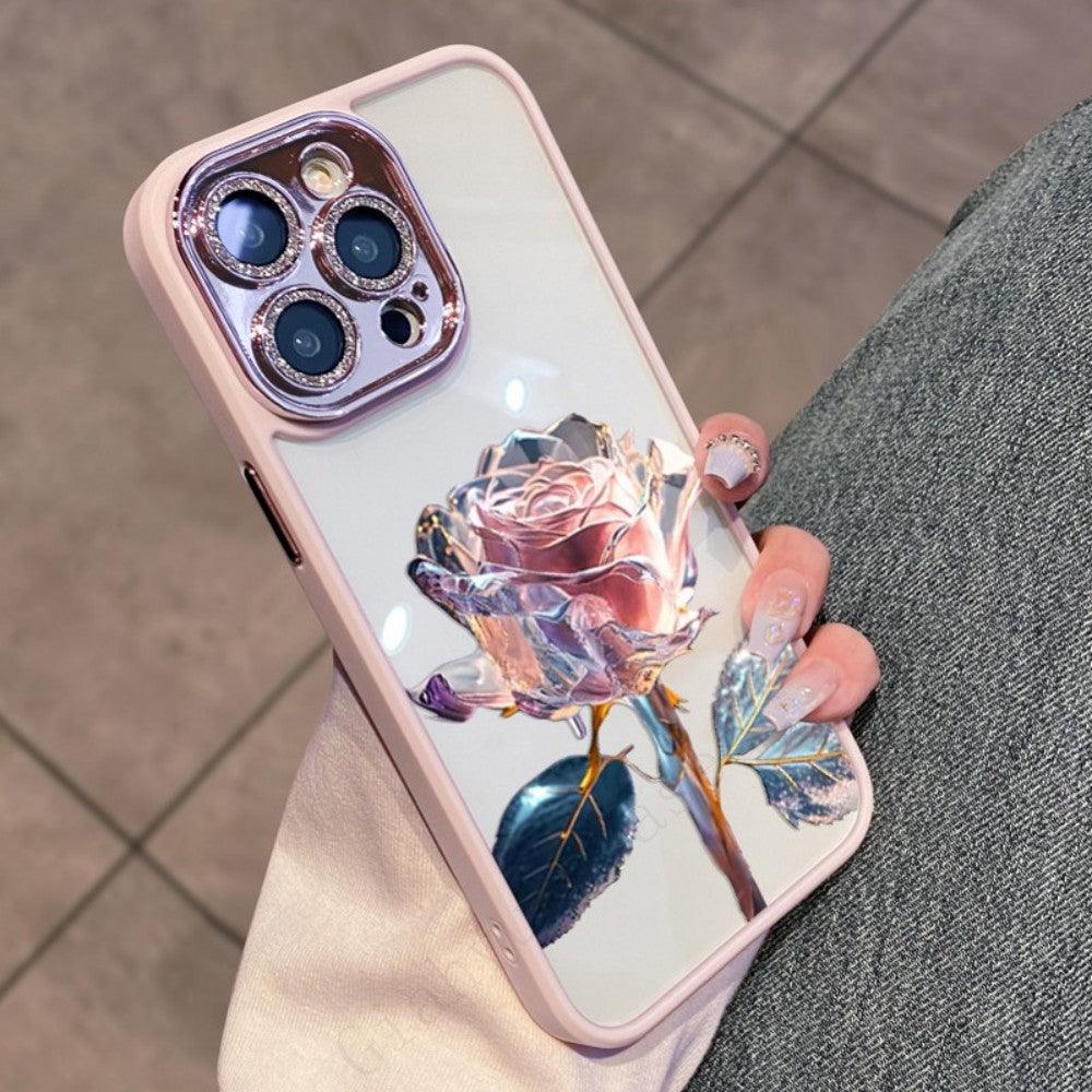 Coque Aspect Diamant avec Rose pour iPhone 16 Plus - Coque Wiqeo 10€-15€, Coque, iPhone 16 Plus, Scintillante, Silicone Wiqeo, Déstockeur de Coques Pour iPhone