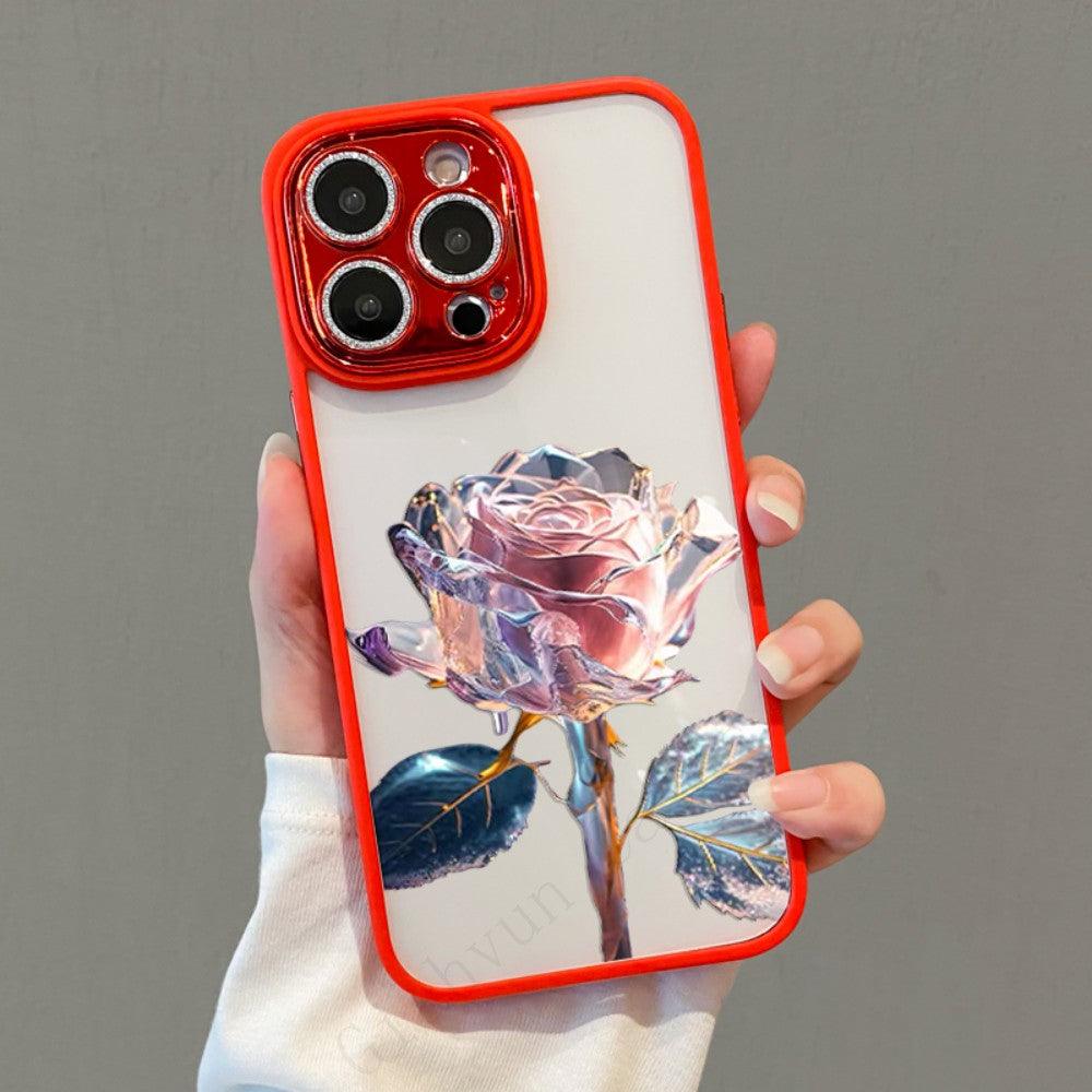 Coque Aspect Diamant avec Rose pour iPhone 16 Plus - Coque Wiqeo 10€-15€, Coque, iPhone 16 Plus, Scintillante, Silicone Wiqeo, Déstockeur de Coques Pour iPhone