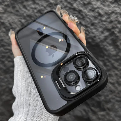 Coque avec Anneau Support et Protection Objectif pour iPhone 15 - Noir