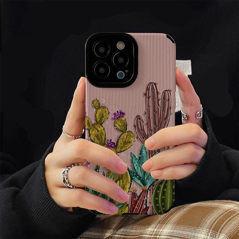 Coque Cactus en Silicone pour iPhone 16 Pro Max