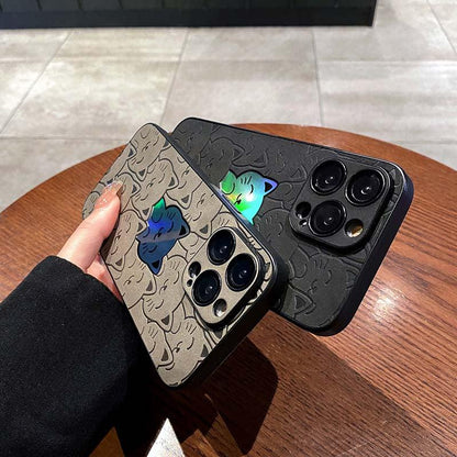 Coque Chat Coloré Aspect Cuir pour iPhone 16 Pro