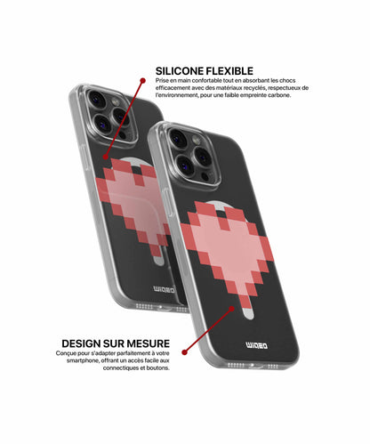 Coque cœur pixelisé pour iPhone