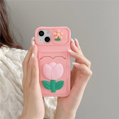 Coque Cœur Porte-carte Avec Protection Coulissante pour iPhone 12 Pro Max