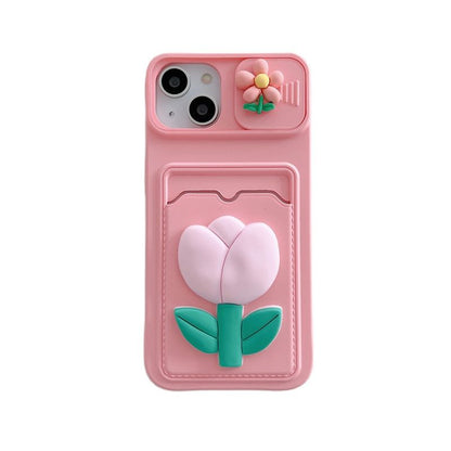 Coque Cœur Porte-carte Avec Protection Coulissante pour iPhone 12 Pro Max